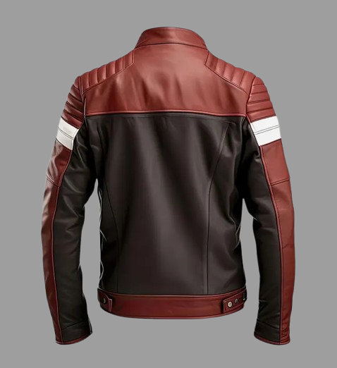 Men’s Maroon Brown Moto Biker Leather Jacket