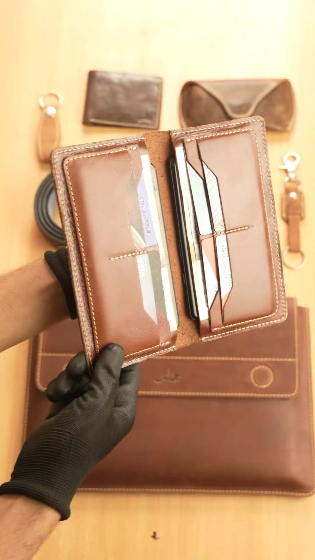 Classic Tan Leather Long Wallet