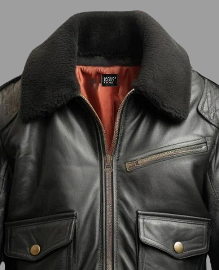 Men's Flight Bomber Black Leather Jacket