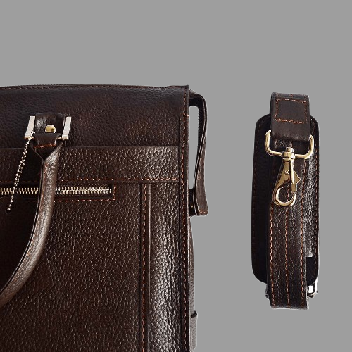 Classic Dark Brown Leather Laptop Bag