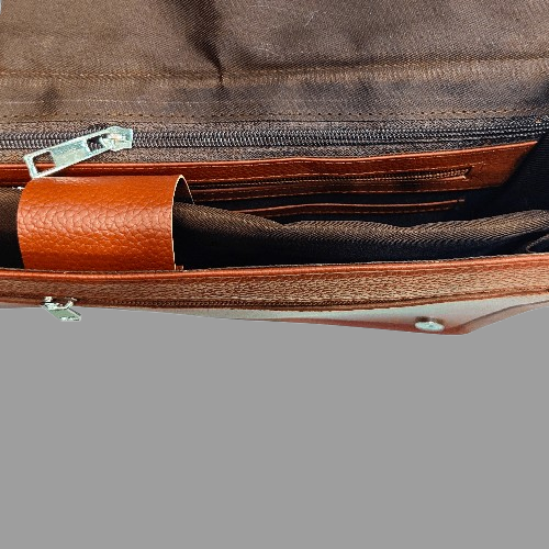 Premium Brown Leather Messenger Laptop Bag