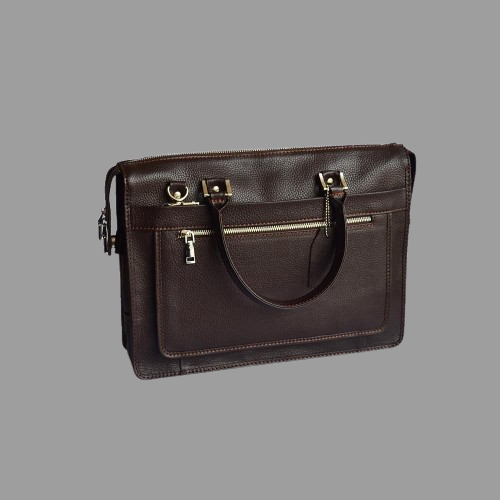 Classic Dark Brown Leather Laptop Bag