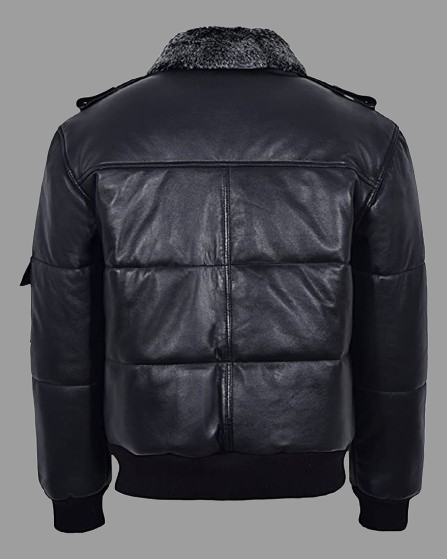 Rafael Puffer Bomber Leather Jacket