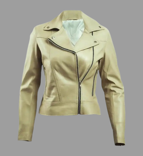 Women’s Green Leather Biker Jacket