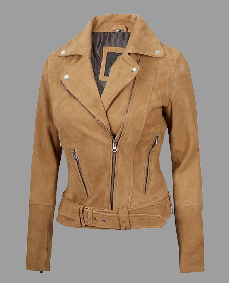 Women's Premium Brown Suede Biker Leather Jacket