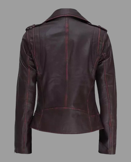 Women's Brown Asymmetrical Leather Motorcycle Jacket