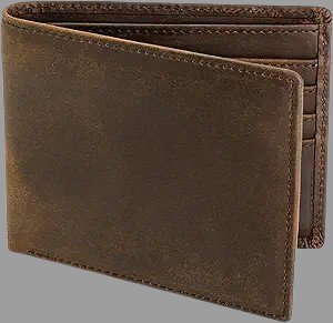 Mens Leather Slim Bifold Wallet | RFID Blocking with 2 ID Windows | By Stay Fine