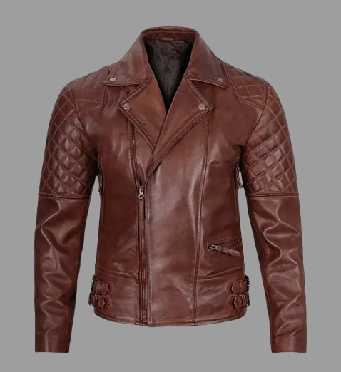 Men's Dark Brown Quilted Asymmetrical Biker Leather Jacket