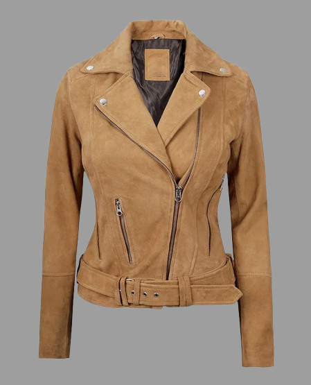 Women's Premium Brown Suede Biker Leather Jacket