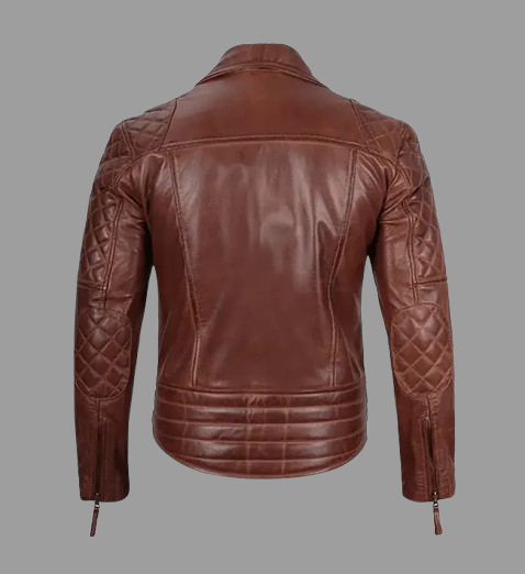 Men's Dark Brown Quilted Asymmetrical Biker Leather Jacket