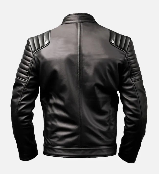 Men's Sportage Black & White Cafe Racer Leather Jacket