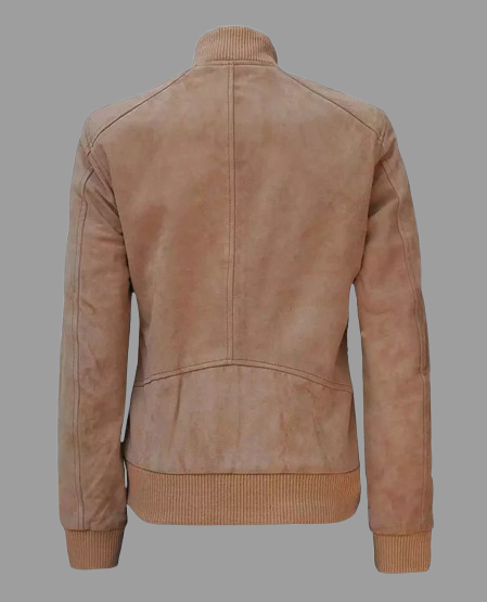 Women's Camel Suede Bomber Jacket
