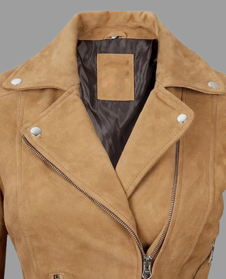 Women's Premium Brown Suede Biker Leather Jacket