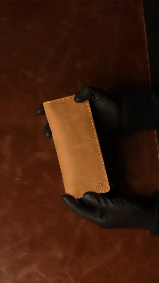 Classic Tan Leather Long Wallet