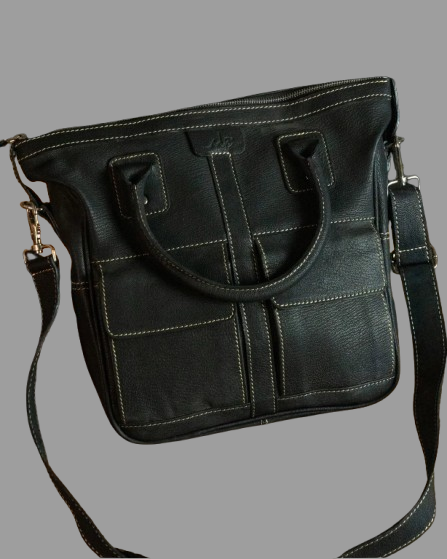 Classic Black Leather Work Bag