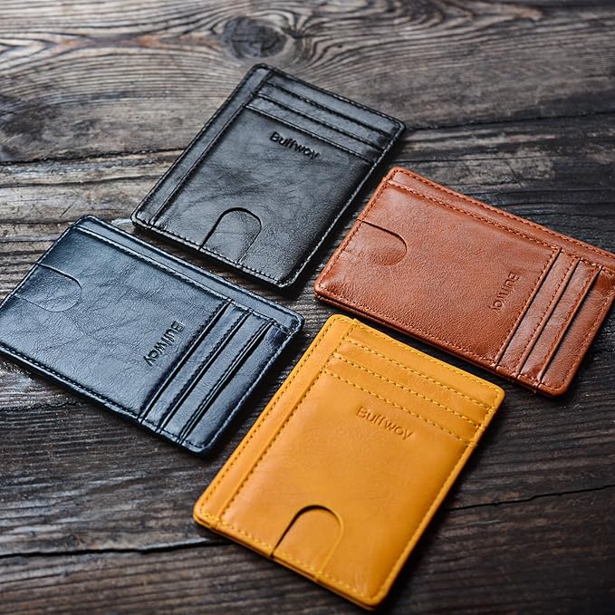 Slim Minimalist Front Pocket RFID Blocking Leather Wallets for Men and Women