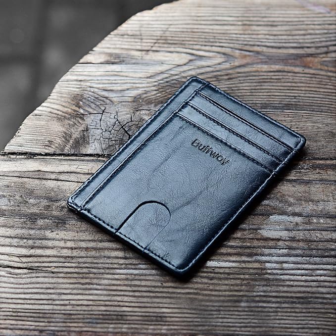 Slim Minimalist Front Pocket RFID Blocking Leather Wallets for Men and Women