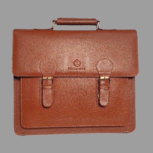 Classic Tan Leather Laptop Briefcase