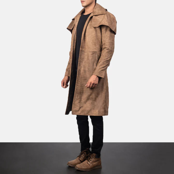 Classic Brown Leather Duster
