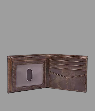 Derrick Leather RFID Bifold with Flip ID Wallet