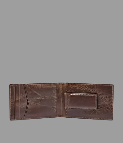 Derrick Leather Money Clip Bifold Wallet