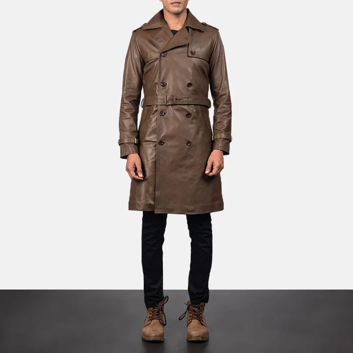 Royson Black Breezion Leather Duster Coat