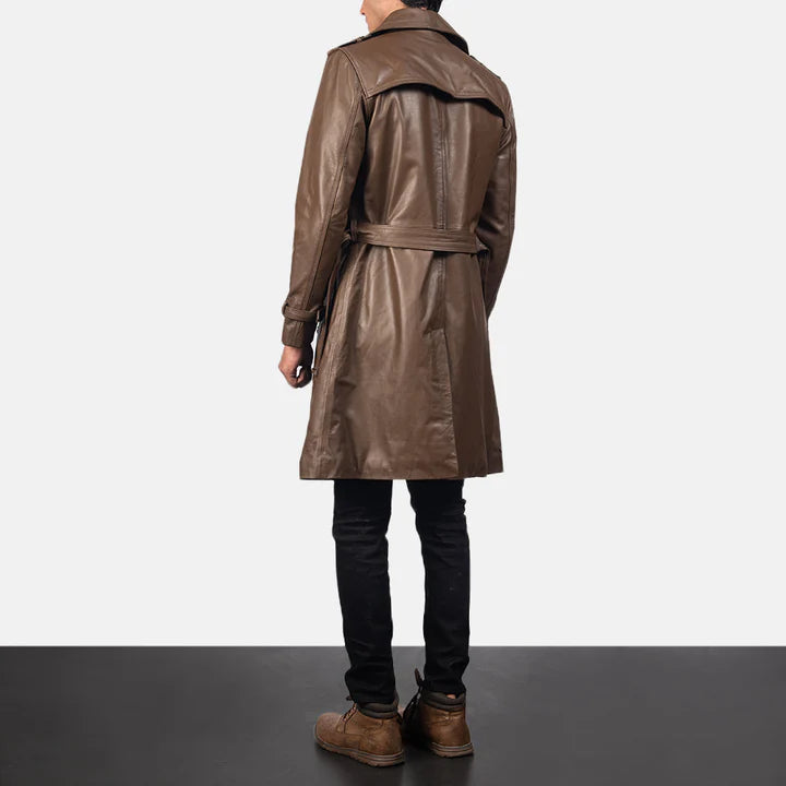 Royson Black Breezion Leather Duster Coat