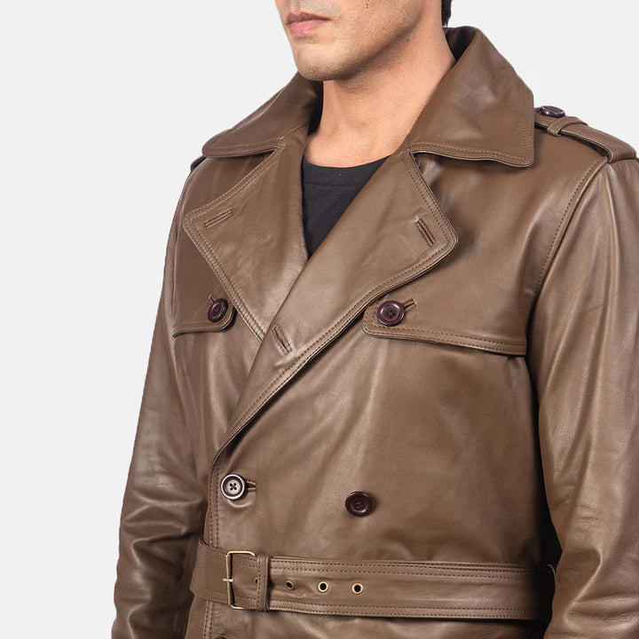 Royson Black Breezion Leather Duster Coat
