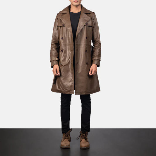 Royson Black Breezion Leather Duster Coat