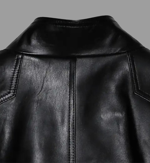Men's Band Collar Biker Leather Jacket