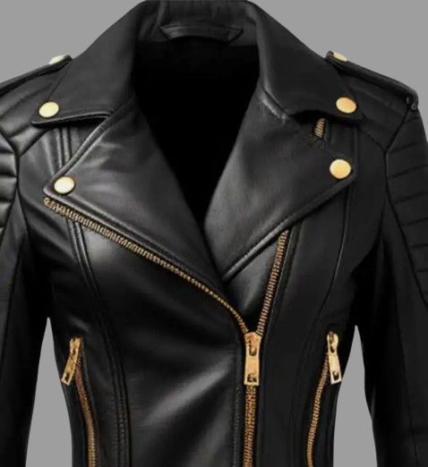 Black Biker Leather Jacket For Women