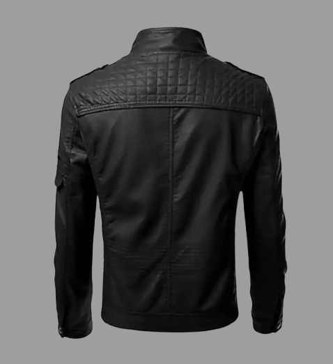 Men’s Slim Fit Black Biker Leather Jacket