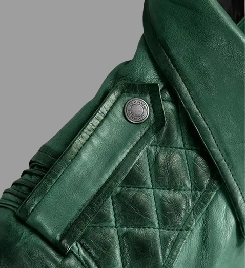 Women's Charlotte Burnt Green Leather Jacket