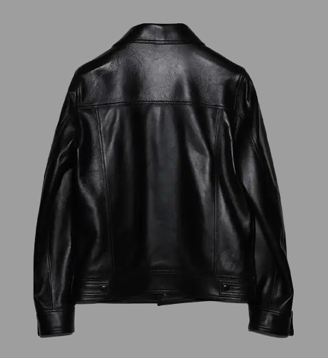 Women Classic Trucker Black Button Jacket