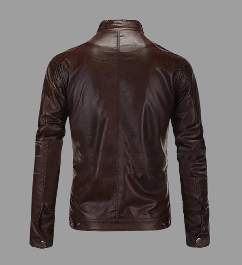 Mens Premium Dark Brown Leather Cafe Racer Jacket