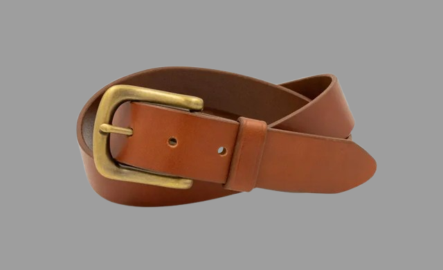 Premium Full-Grain Tan Leather Belt with Solid Brass & Nickel Buckle – Handmade Men's Belt