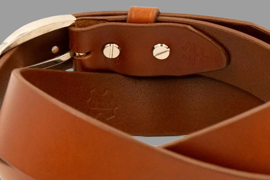 Premium Full-Grain Tan Leather Belt with Solid Brass & Nickel Buckle – Handmade Men's Belt
