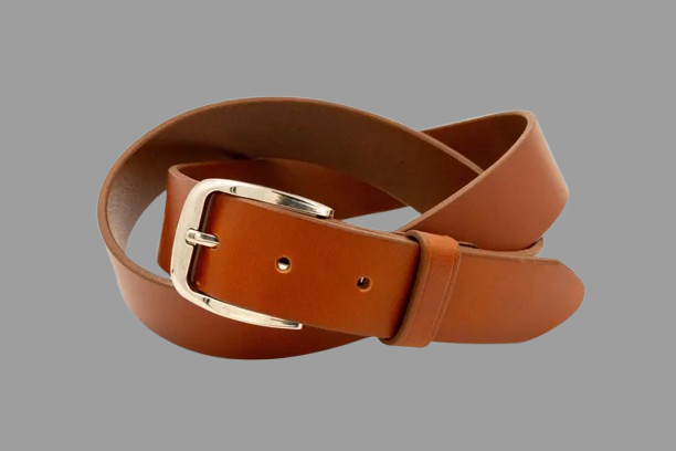Premium Full-Grain Tan Leather Belt with Solid Brass & Nickel Buckle – Handmade Men's Belt