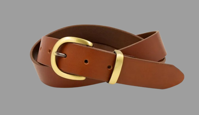 Premium Full-Grain Tan Leather Belt with Solid Brass & Nickel Buckle – Handmade Men's Belt