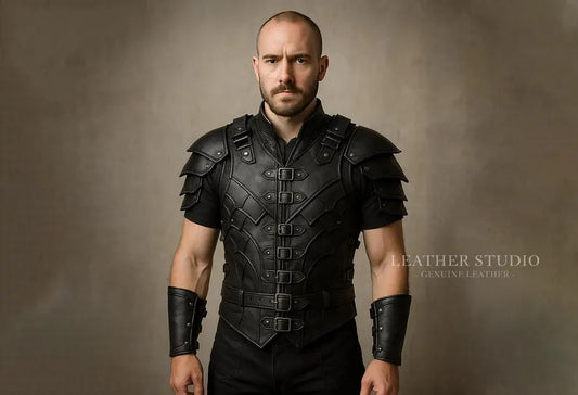 Leather Vest with Shoulder & Wrist Guards