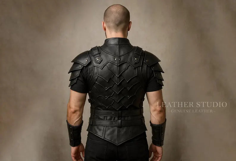 Leather Vest with Shoulder & Wrist Guards