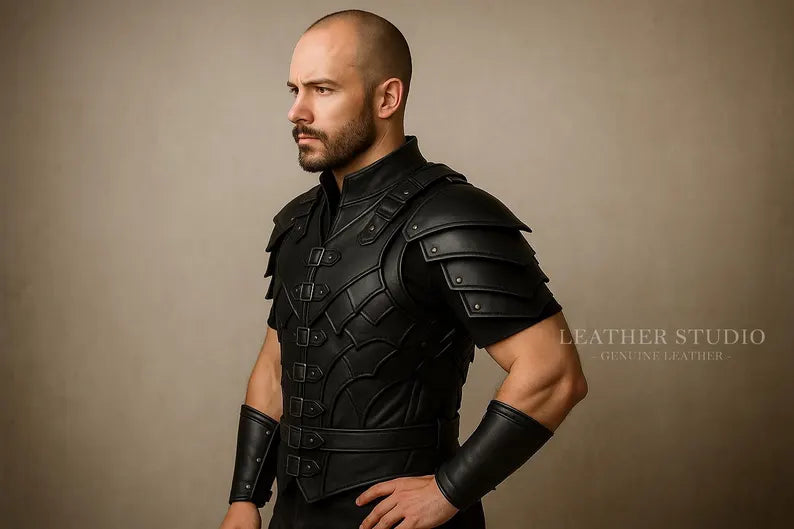 Leather Vest with Shoulder & Wrist Guards