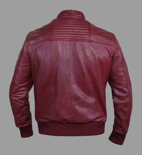 Men's Red Leather Bomber Jacket