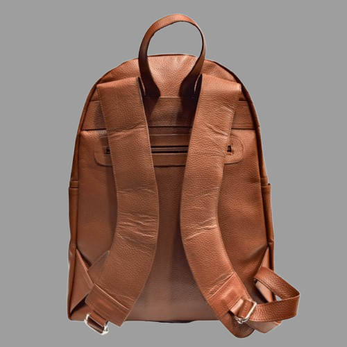 Classic Minimalist Men's Leather Backpack – Premium Brown Grain