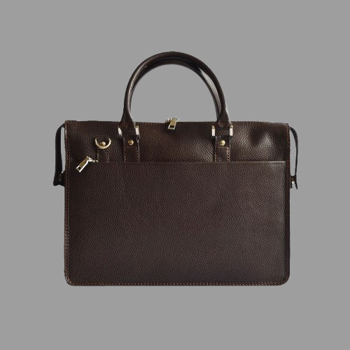 Classic Dark Brown Leather Laptop Bag