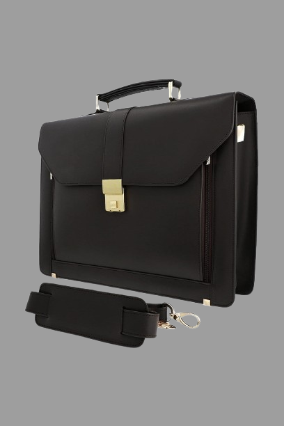Executive Black Leather Laptop Briefcase – Premium Business Bag for Men