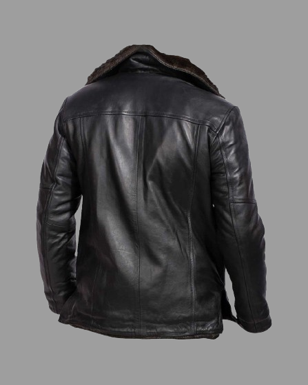 Men's Black Shearling Lined Leather Coat