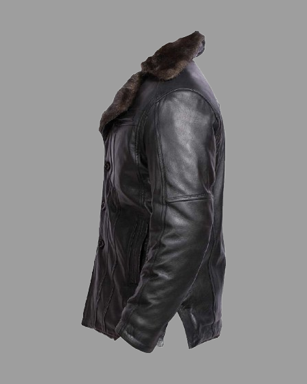 Men's Black Shearling Lined Leather Coat