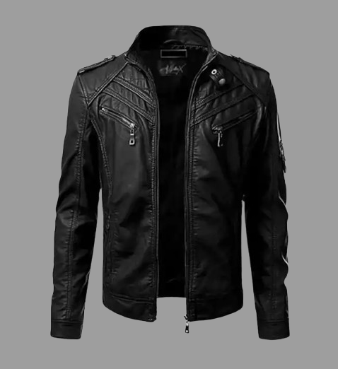 Men’s Slim Fit Black Biker Leather Jacket