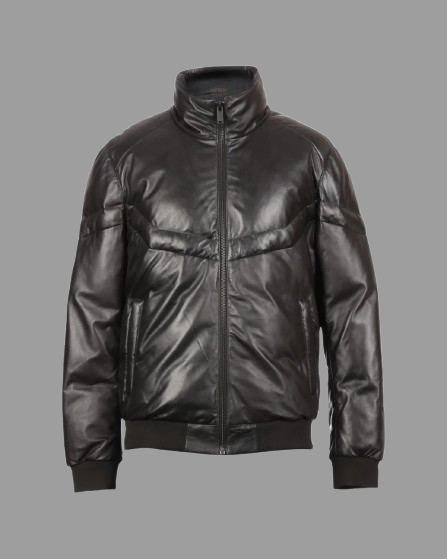 Owen Bomber Leather Puffer Jacket